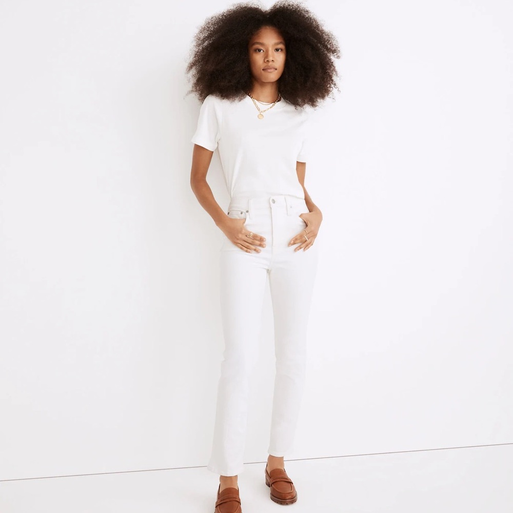 Madewell petite high rise perfect vintage jeans in tile white.